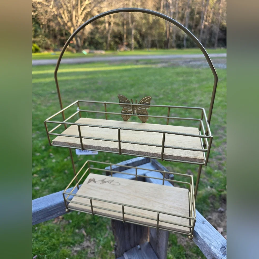 Dolly Parton 2 Tier Butterfly Serving Tray Server Shelf Wood and Metal Signature